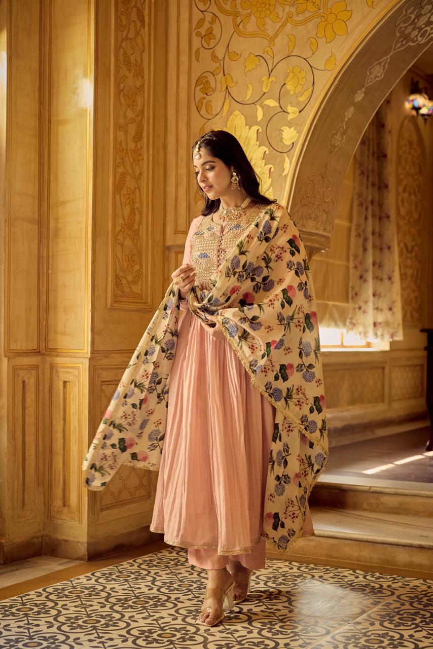 Restocked dispatch after 2 days Pure mul chanderi with heavy work three piece set (B275)
