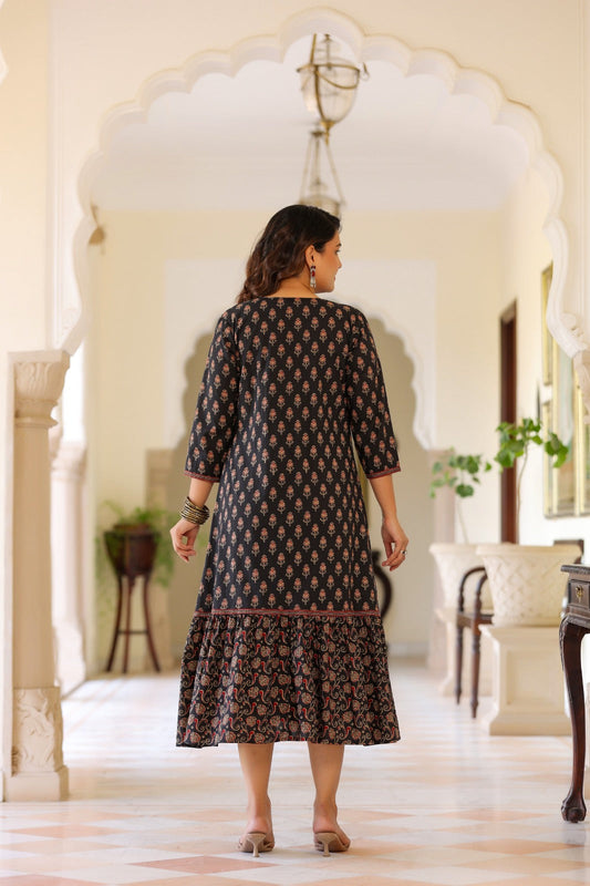 Original block print smart two piece dress length 46 inch (B286)